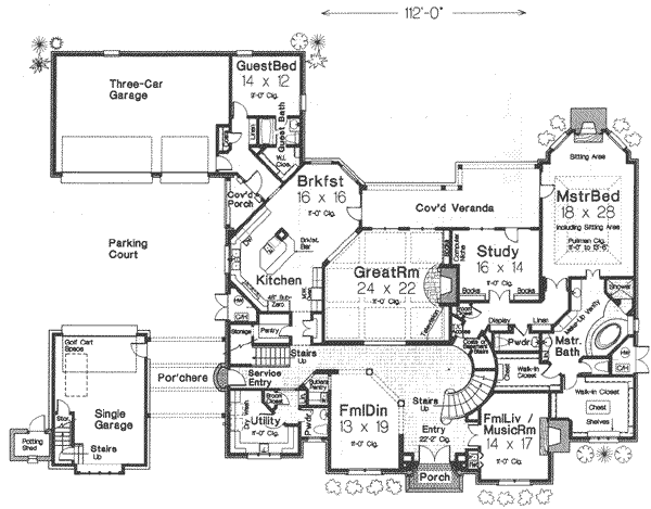 Plan view of main floor layout